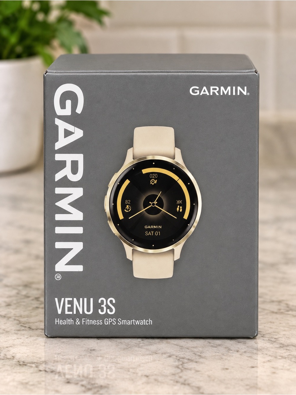 garmin Venu 3S Smartwatch - Beige and Gold